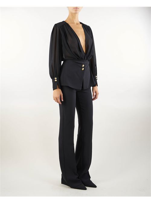 Crepe jumpsuit with georgette blouse and peplum Elisabetta Franchi ELISABETTA FRANCHI | Suit | TU00847E2110